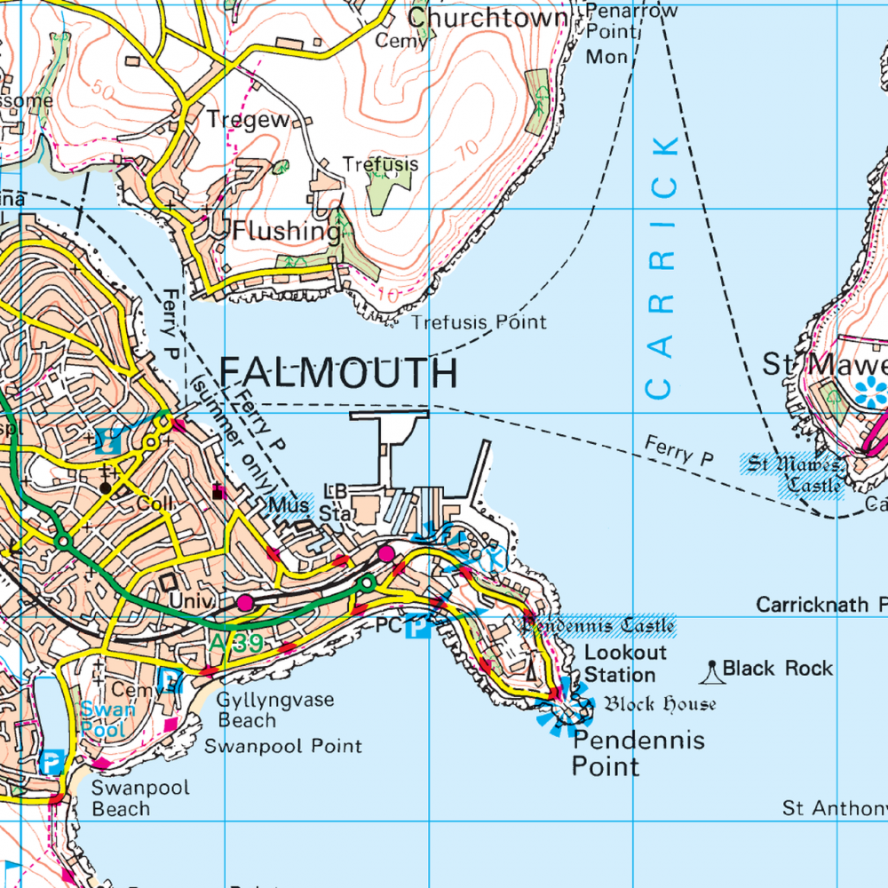 OS204 Truro Falmouth Surrounding area